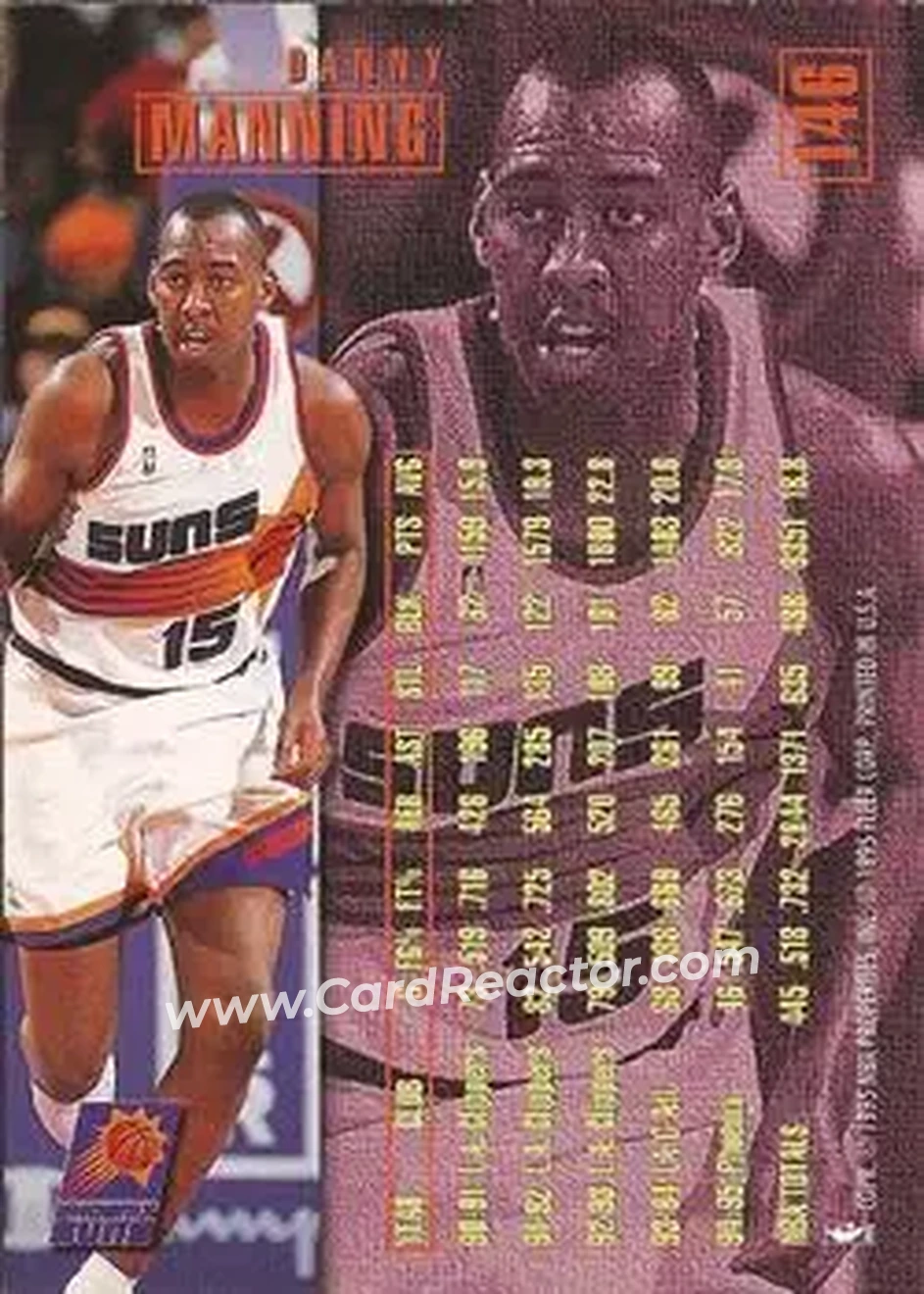 1995-96 Fleer #146 - Danny Manning - Phoenix Suns - Back 1995-96 Fleer #146 - Danny Manning - Phoenix Suns - Back