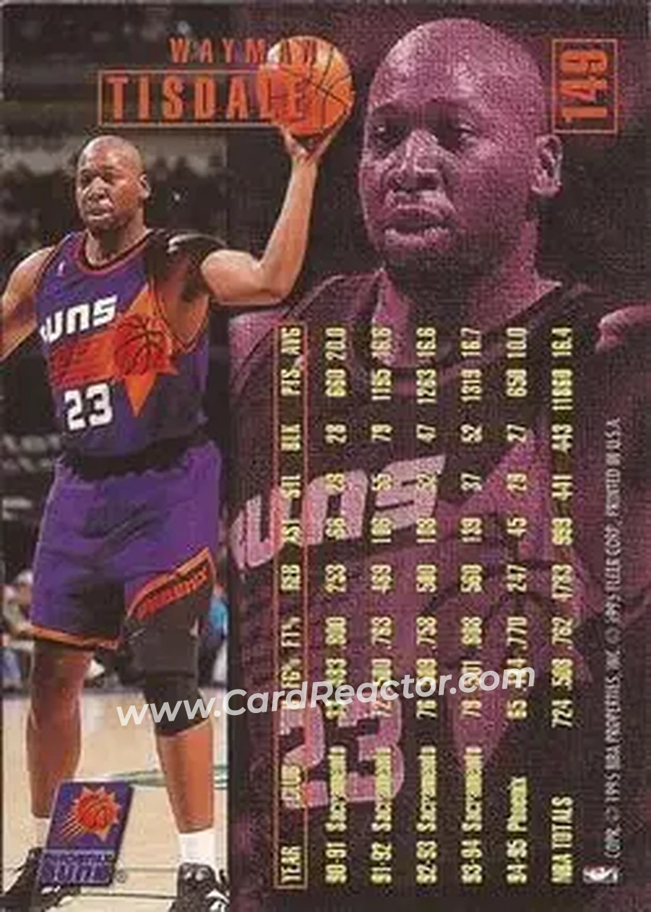 1995-96 Fleer #149 - Wayman Tisdale - Phoenix Suns - Back 1995-96 Fleer #149 - Wayman Tisdale - Phoenix Suns - Back