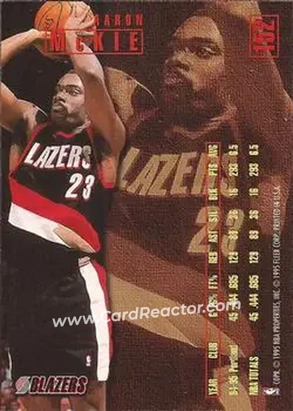 1995-96 Fleer #152 - Aaron McKie - Portland Trail Blazers - Back