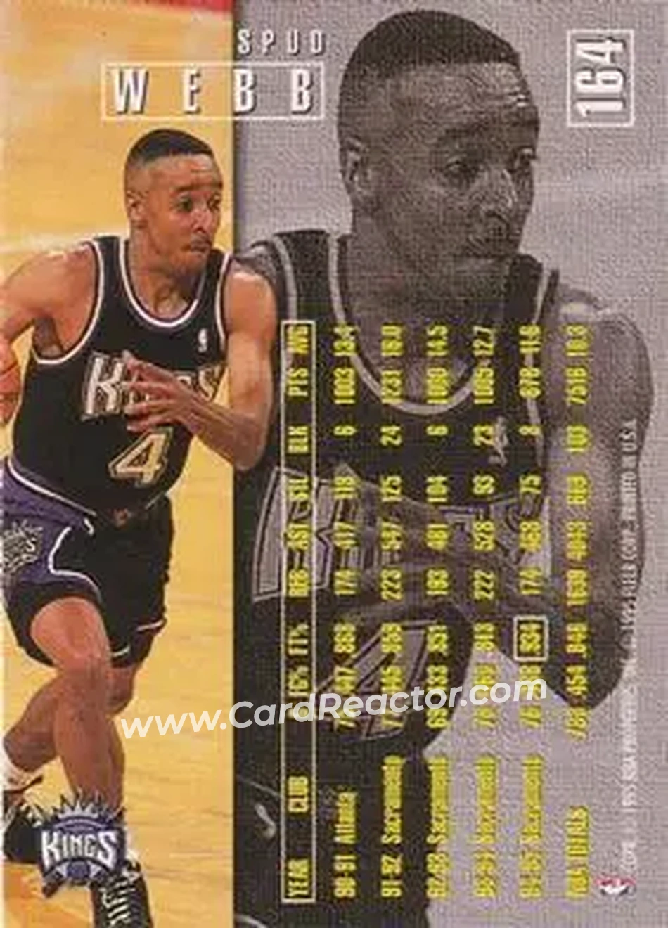 1995-96 Fleer #164 - Spud Webb - Sacramento Kings - Back