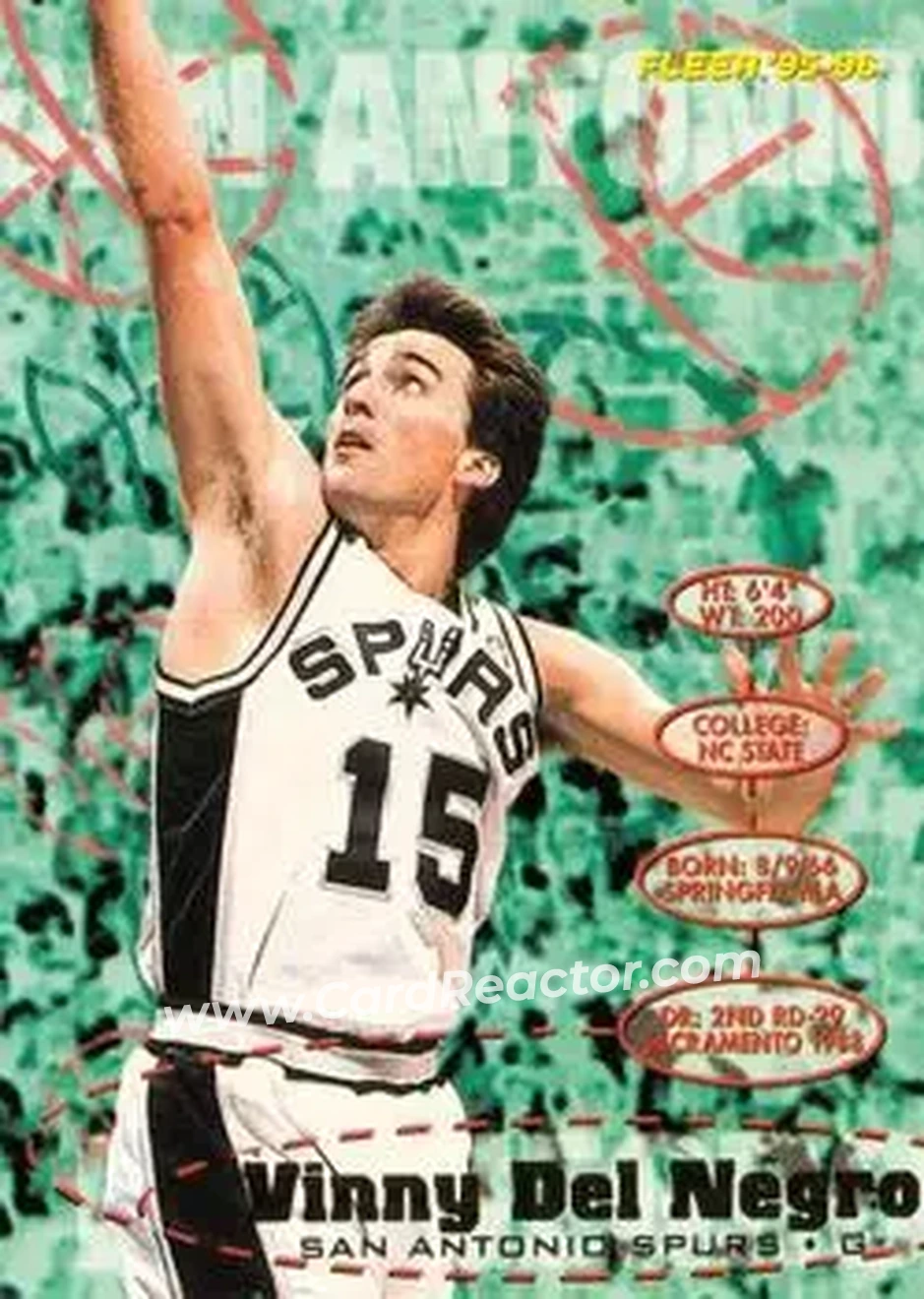 1995-96 Fleer #167 - Vinny Del Negro - San Antonio Spurs - Front