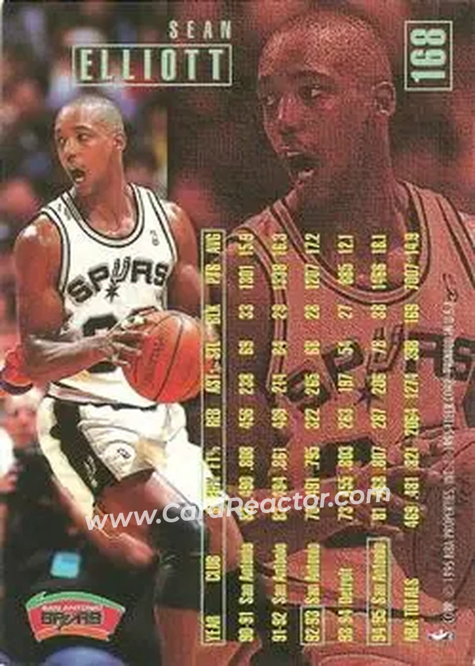 1995-96 Fleer #168 - Sean Elliott - San Antonio Spurs - Back