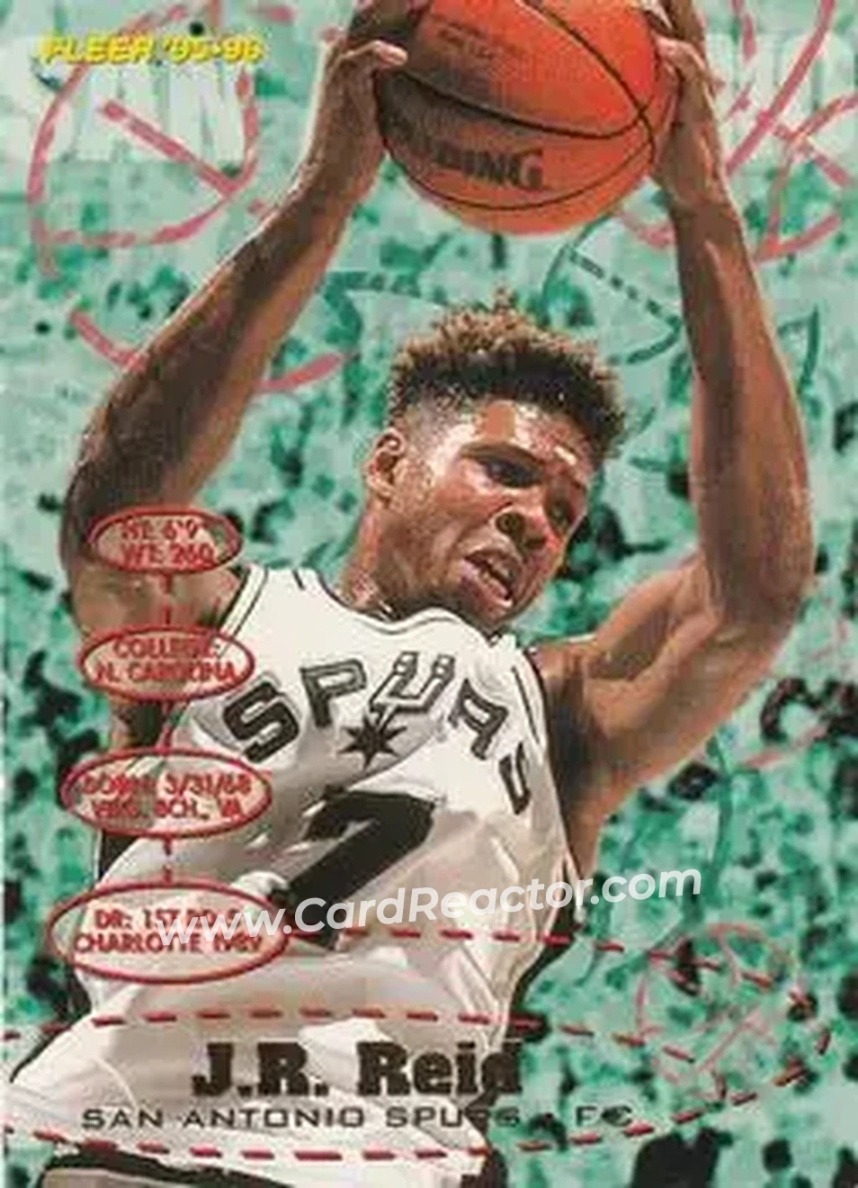 1995-96 Fleer #171 - J.R. Reid - San Antonio Spurs - Front