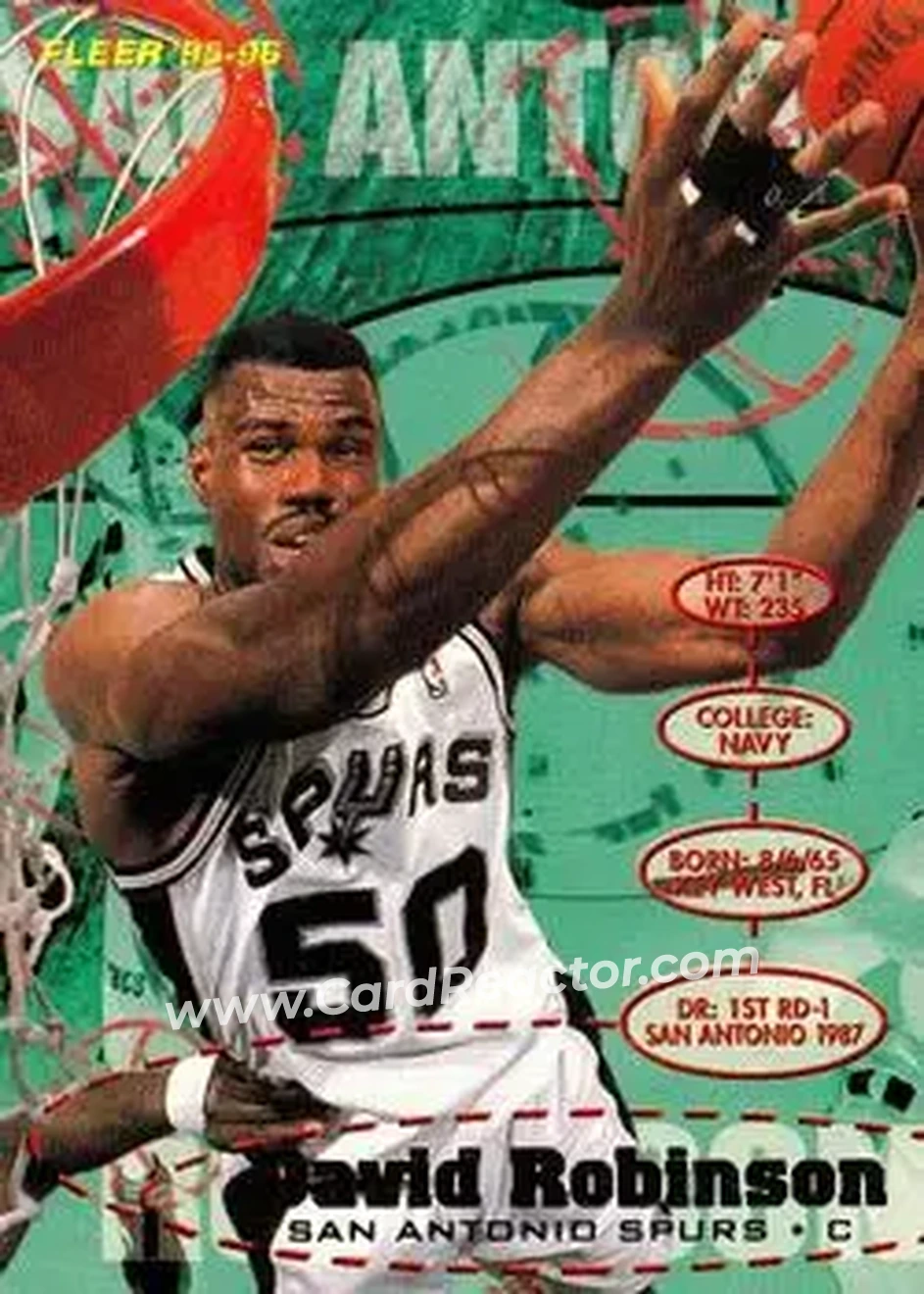 1995-96 Fleer #173 - David Robinson - San Antonio Spurs - Front
