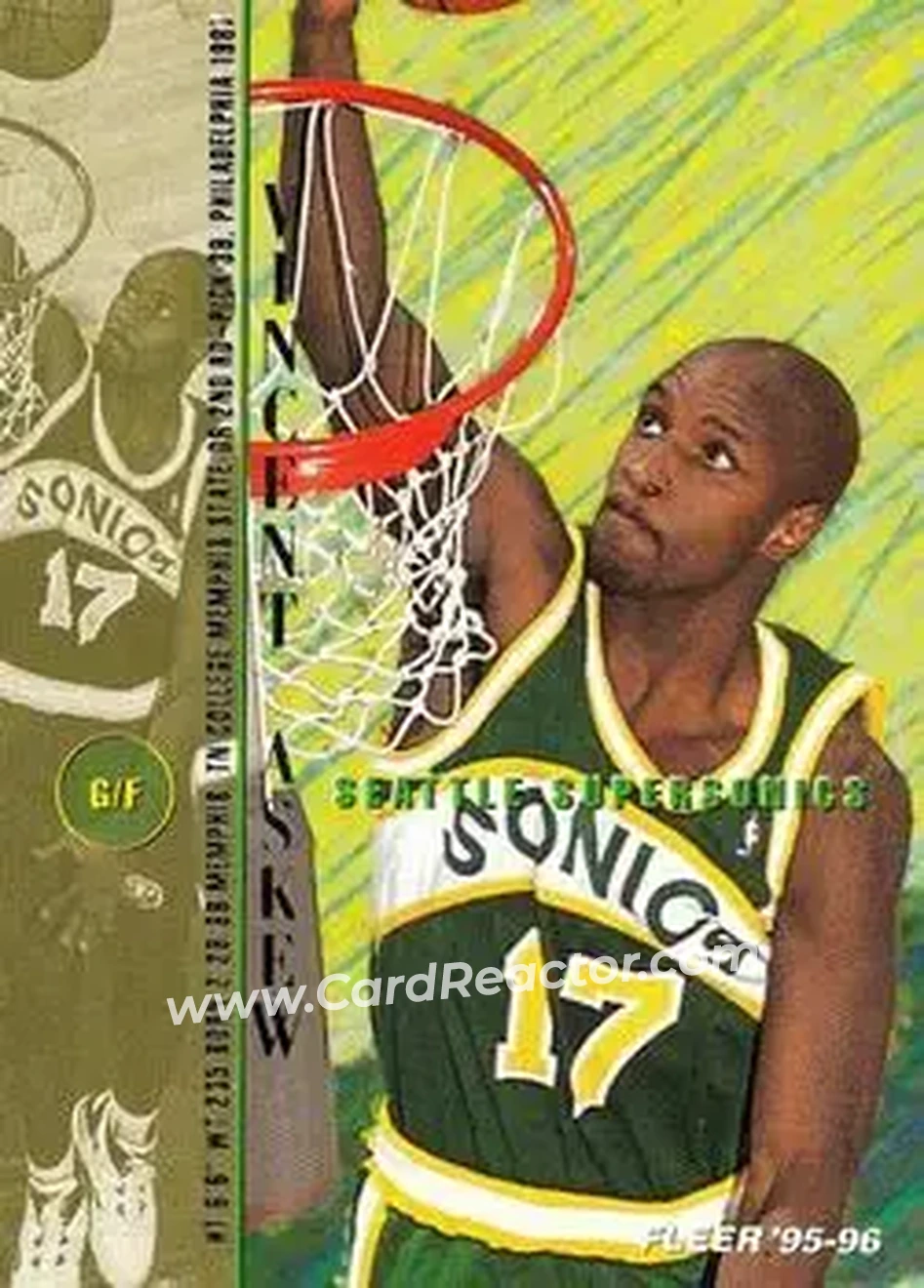 1995-96 Fleer #175 - Vincent Askew - Seattle SuperSonics - Front