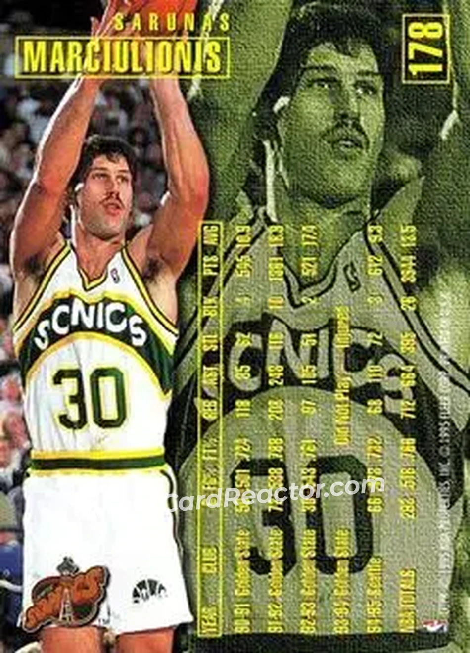 1995-96 Fleer #178 - Šarūnas Marčiulionis - Seattle SuperSonics - Back