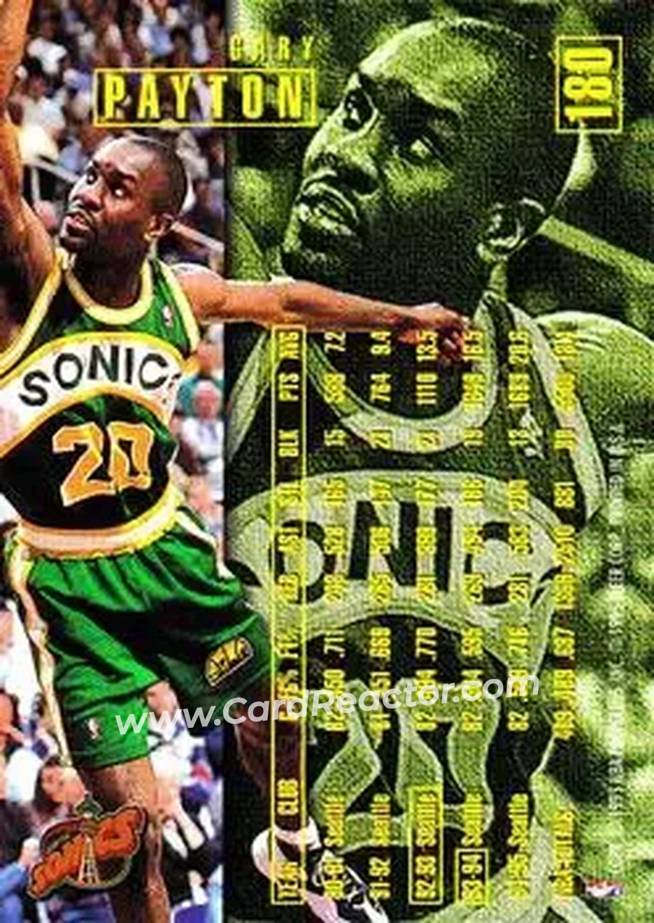 1995-96 Fleer #180 - Gary Payton - Seattle SuperSonics - Back