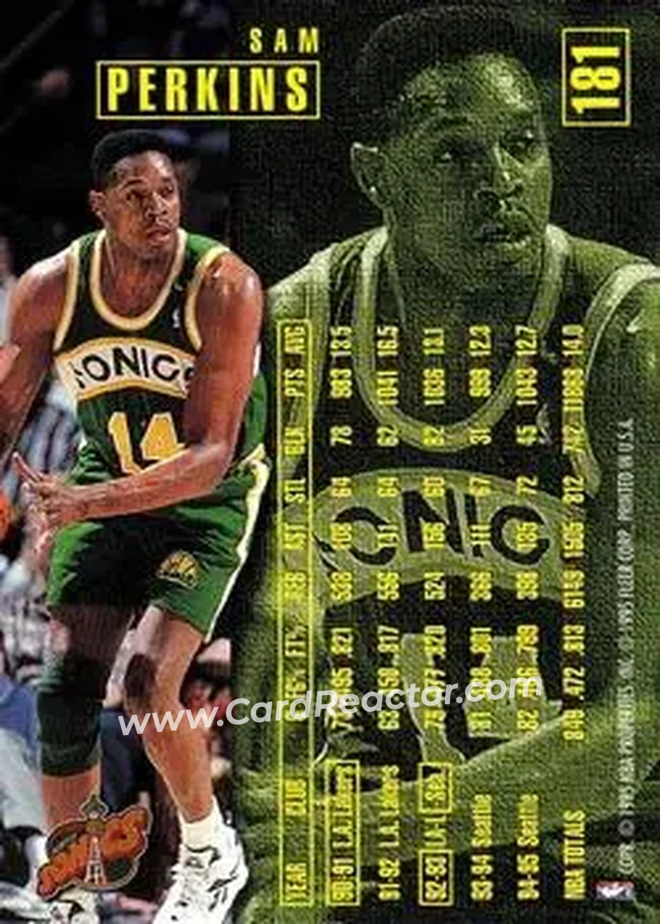 1995-96 Fleer #181 - Sam Perkins - Seattle SuperSonics - Back