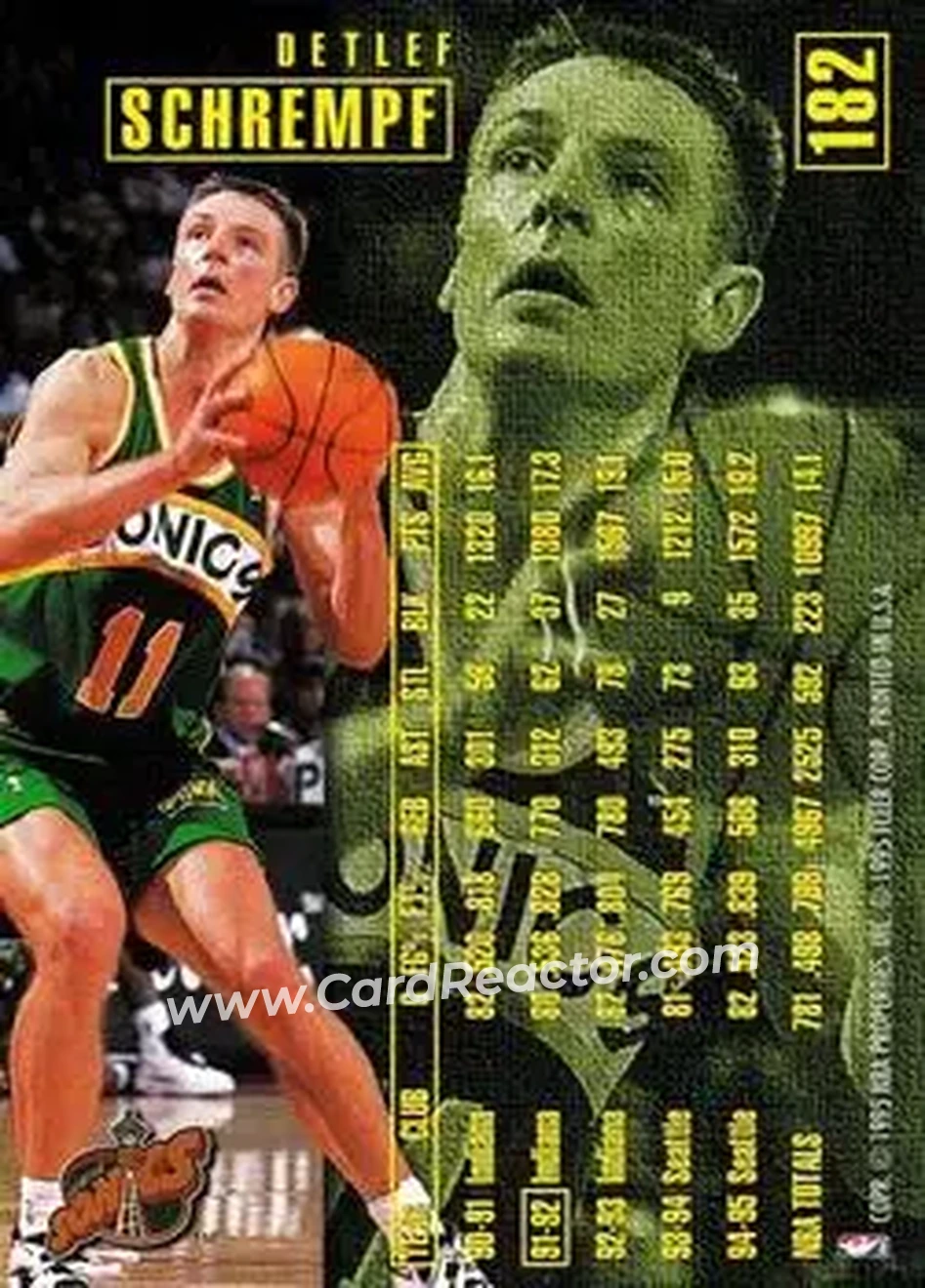 1995-96 Fleer #182 - Detlef Schrempf - Seattle SuperSonics - Back