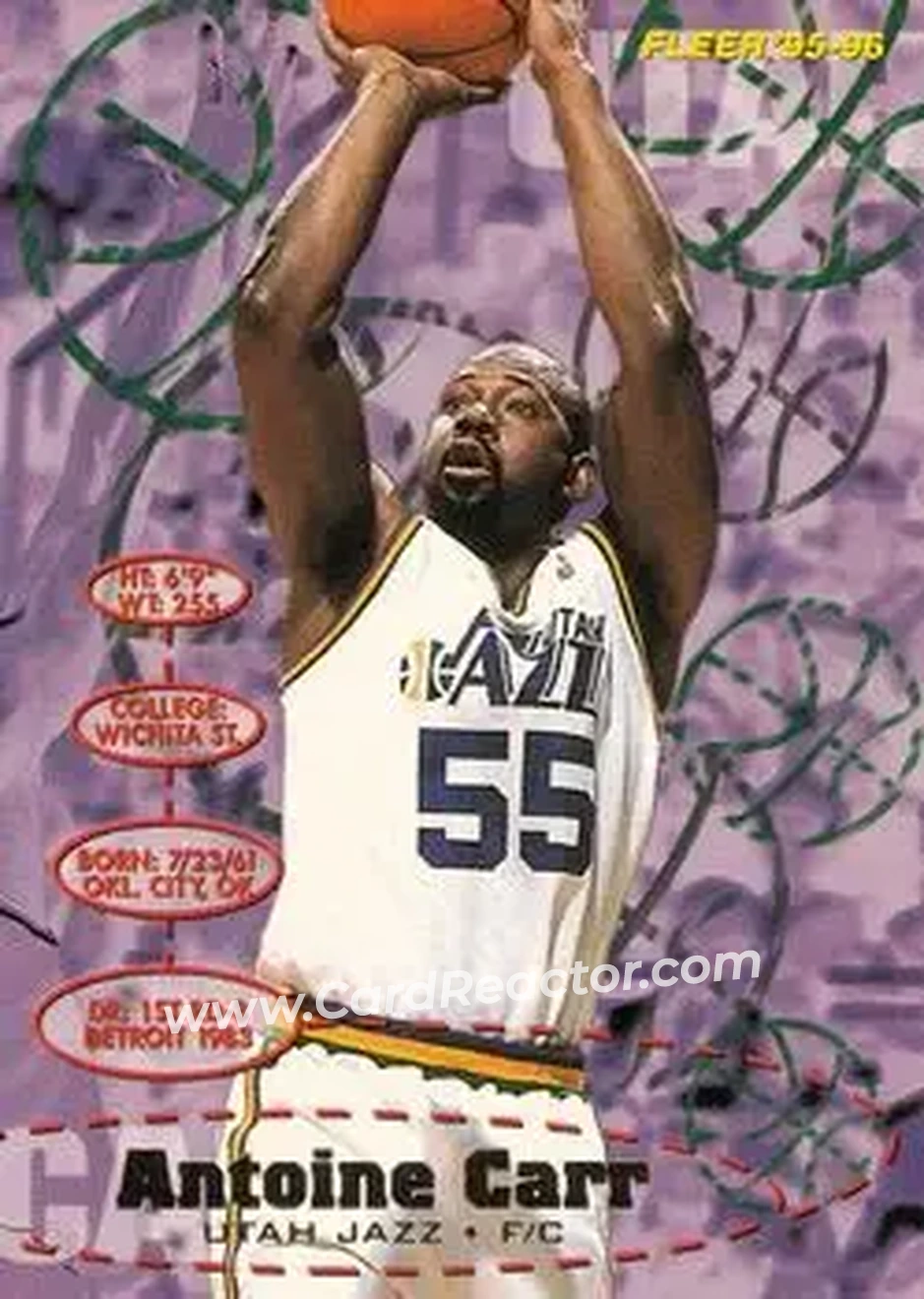 1995-96 Fleer #184 - Antoine Carr - Utah Jazz - Front