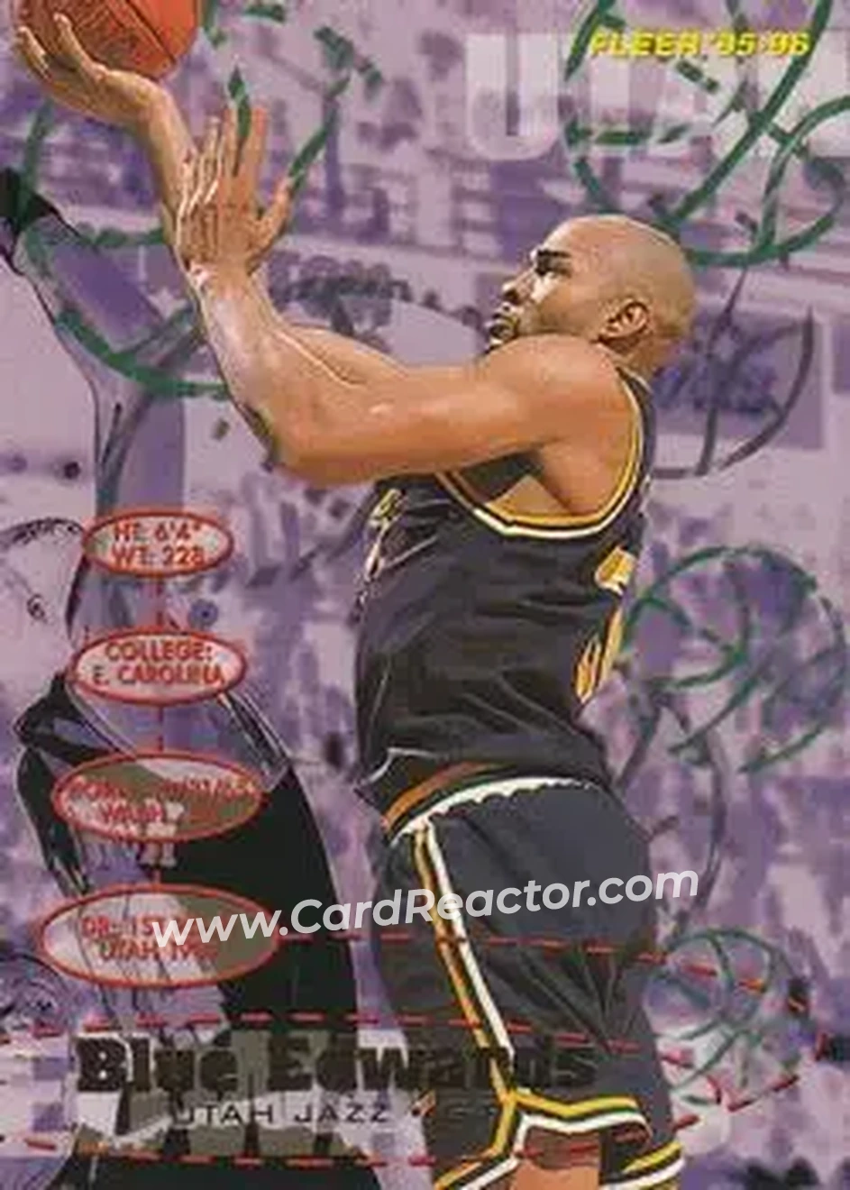 1995-96 Fleer #185 - Blue Edwards - Utah Jazz - Front 1995-96 Fleer #185 - Blue Edwards - Utah Jazz - Front