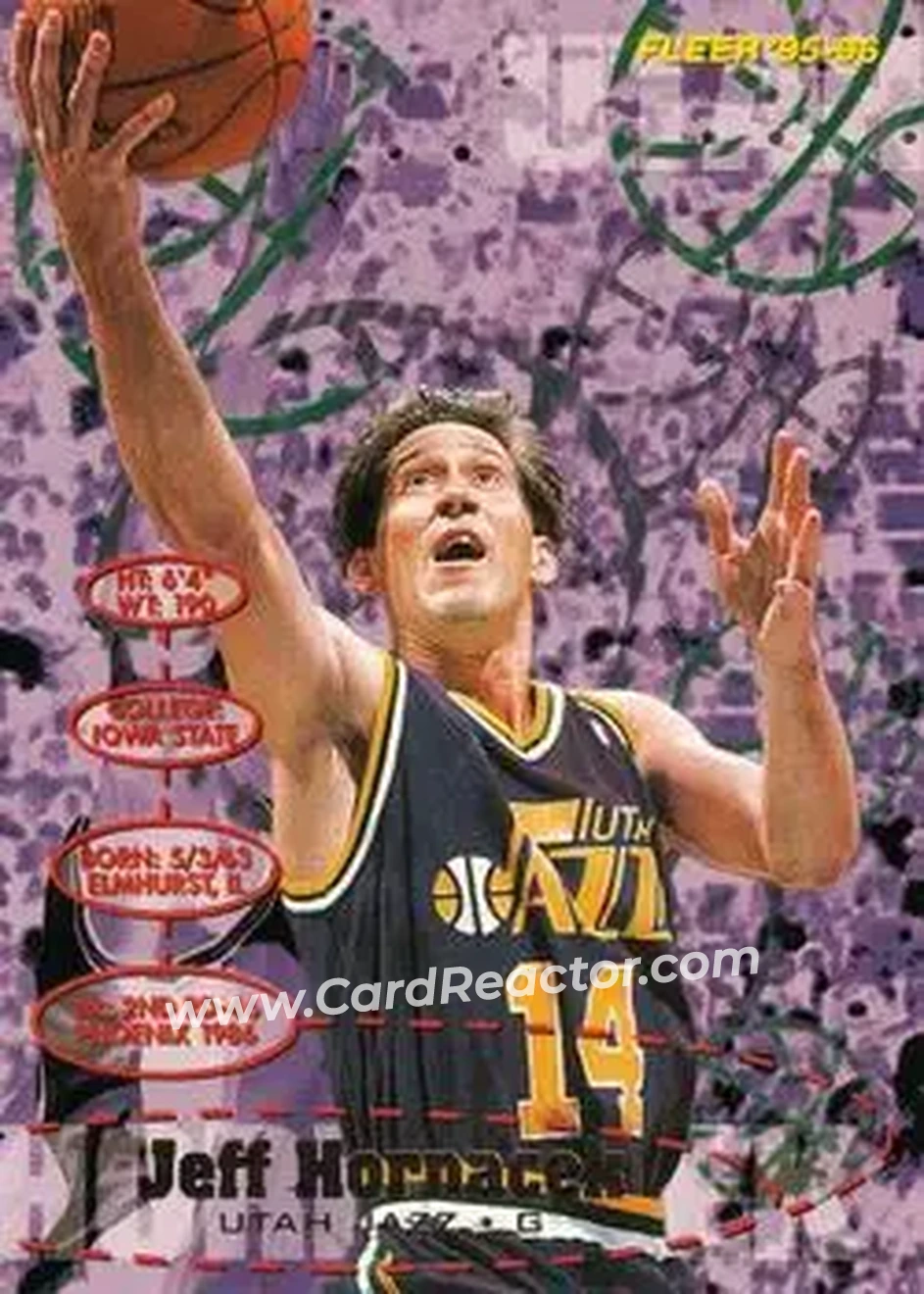 1995-96 Fleer #186 - Jeff Hornacek - Utah Jazz - Front