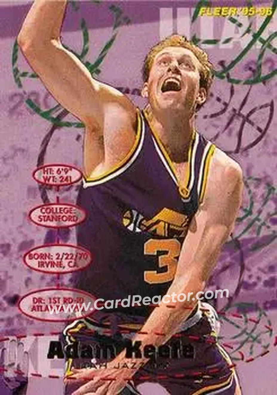 1995-96 Fleer #187 - Adam Keefe - Utah Jazz - Front
