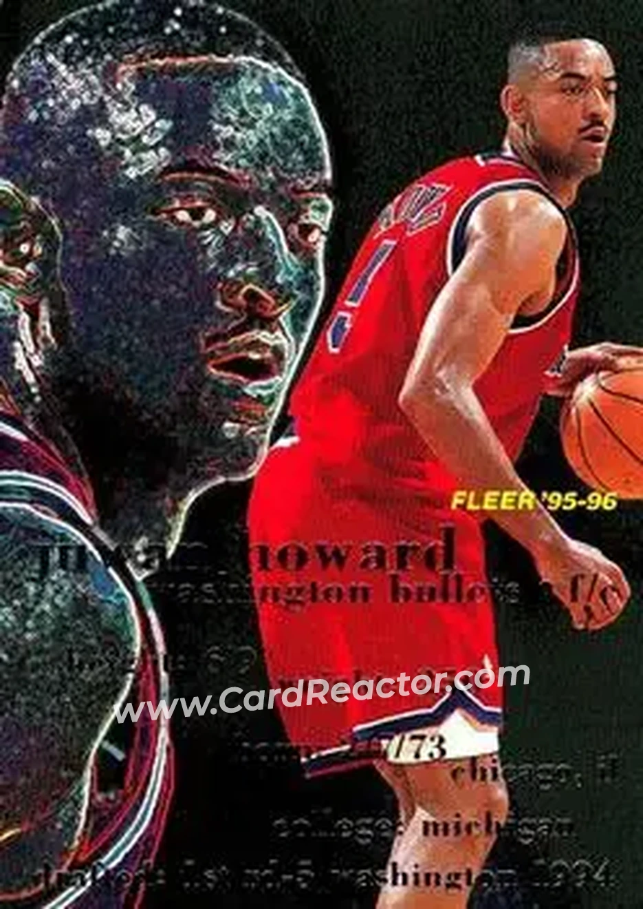1995-96 Fleer #193 - Juwan Howard - Washington Bullets - Front 1995-96 Fleer #193 - Juwan Howard - Washington Bullets - Front
