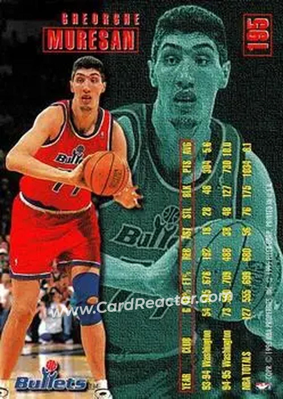 1995-96 Fleer #195 - Gheorghe Mureșan - Washington Bullets - Back