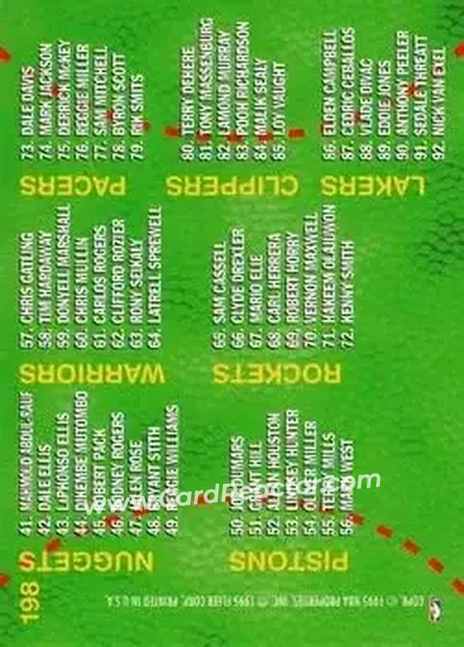 1995-96 Fleer #198 - Card #198 - Back