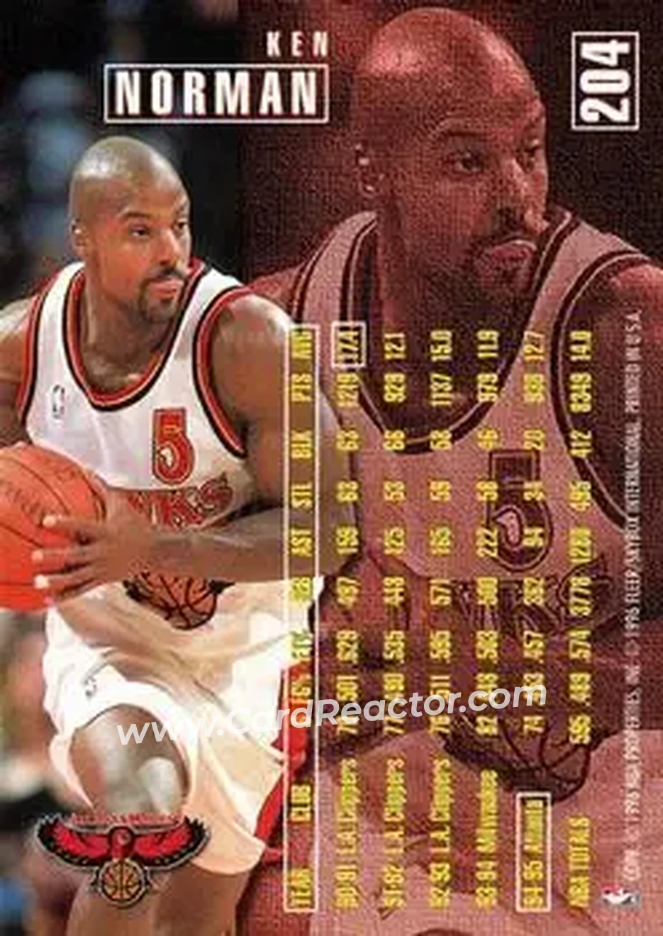 1995-96 Fleer #204 - Ken Norman - Atlanta Hawks - Back