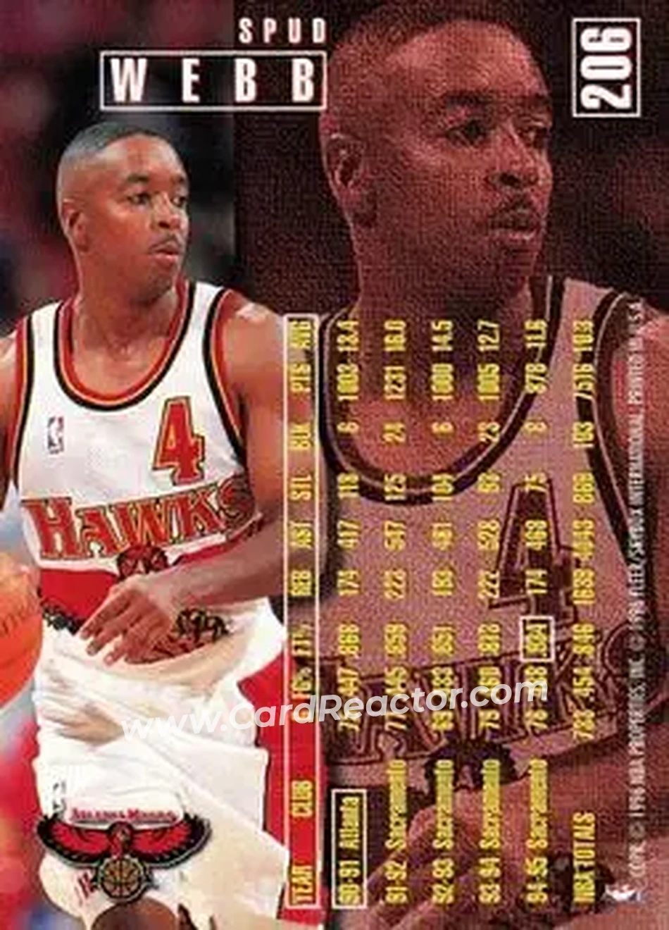 1995-96 Fleer #206 - Spud Webb - Atlanta Hawks - Back