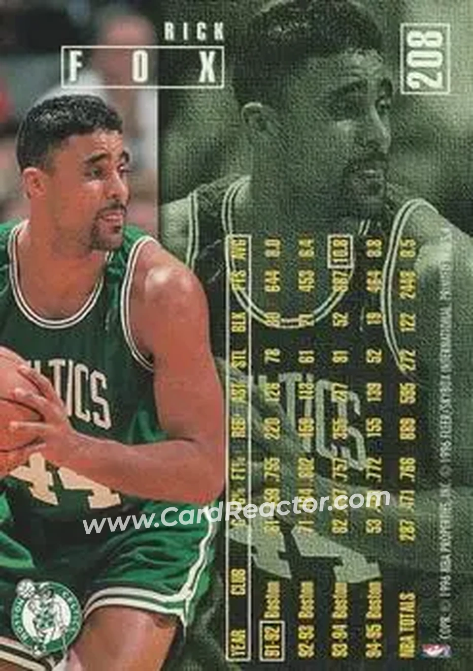 1995-96 Fleer #208 - Rick Fox - Boston Celtics - Back
