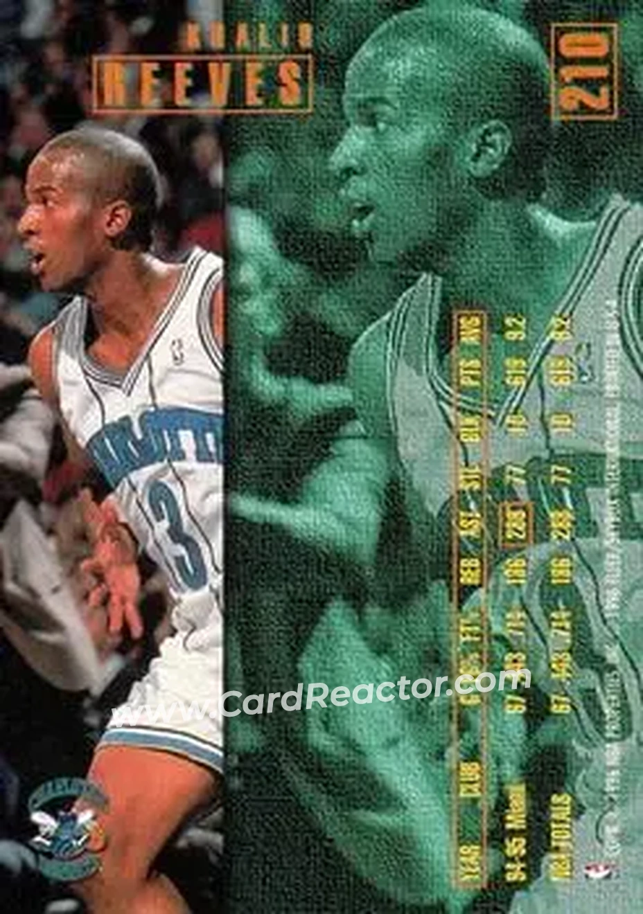 1995-96 Fleer #210 - Khalid Reeves - Charlotte Hornets - Back