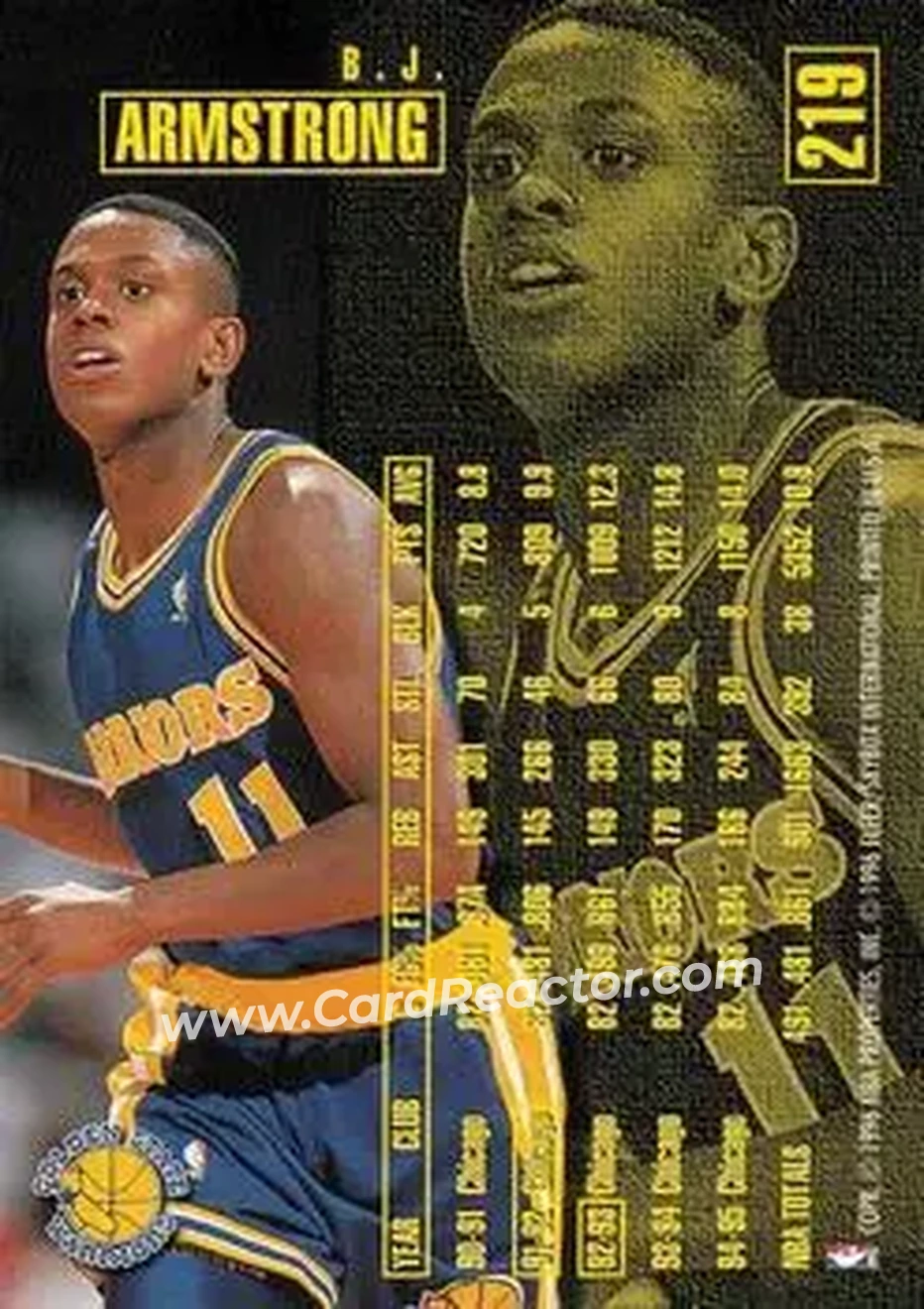 1995-96 Fleer #219 - B.J. Armstrong - Golden State Warriors - Back