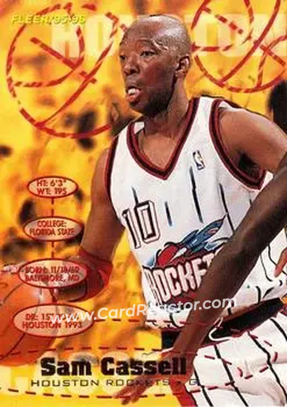 1995-96 Fleer #220 - Sam Cassell - Houston Rockets - Front 1995-96 Fleer #220 - Sam Cassell - Houston Rockets - Front