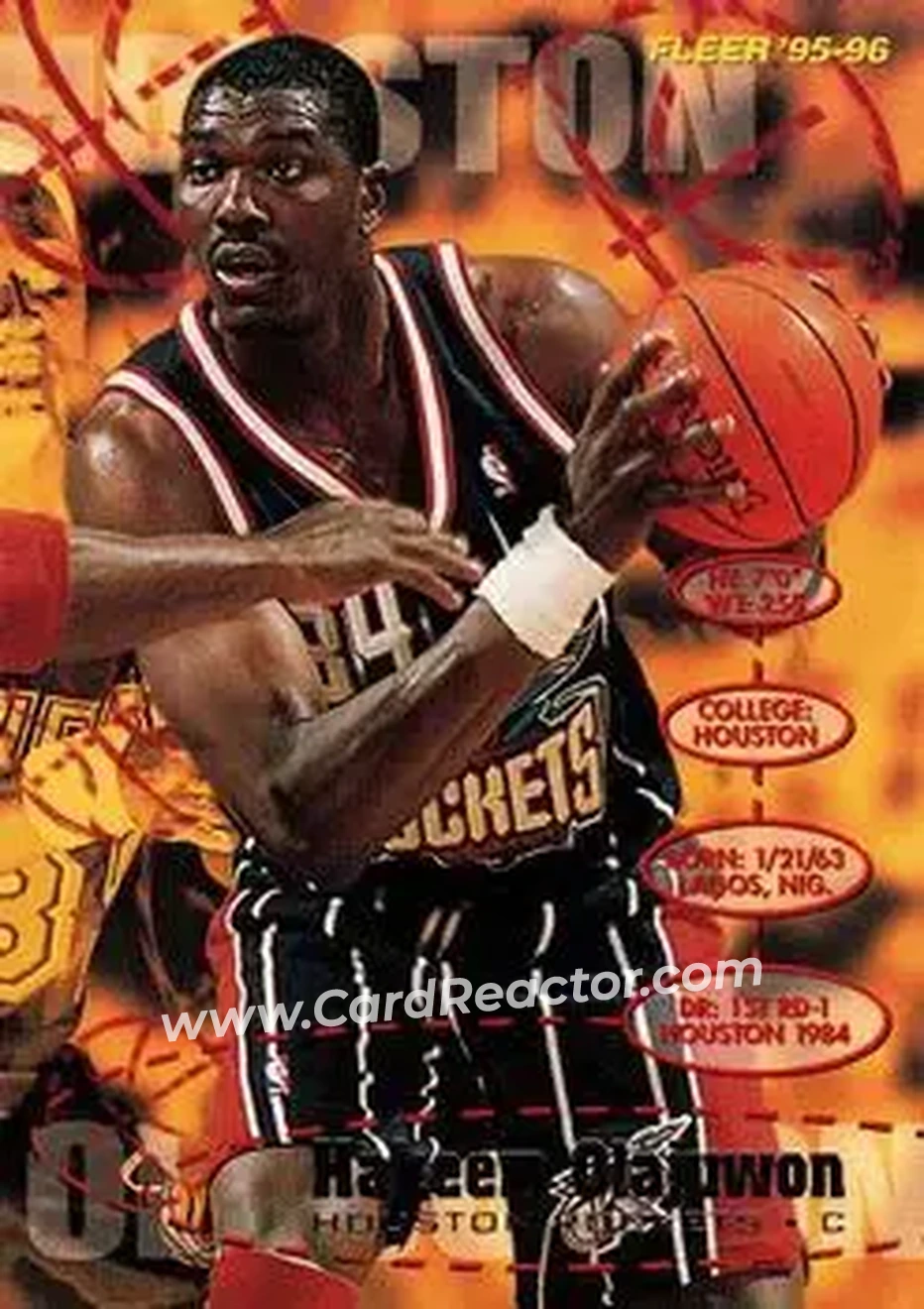 1995-96 Fleer #224 - Hakeem Olajuwon - Houston Rockets - Front 1995-96 Fleer #224 - Hakeem Olajuwon - Houston Rockets - Front