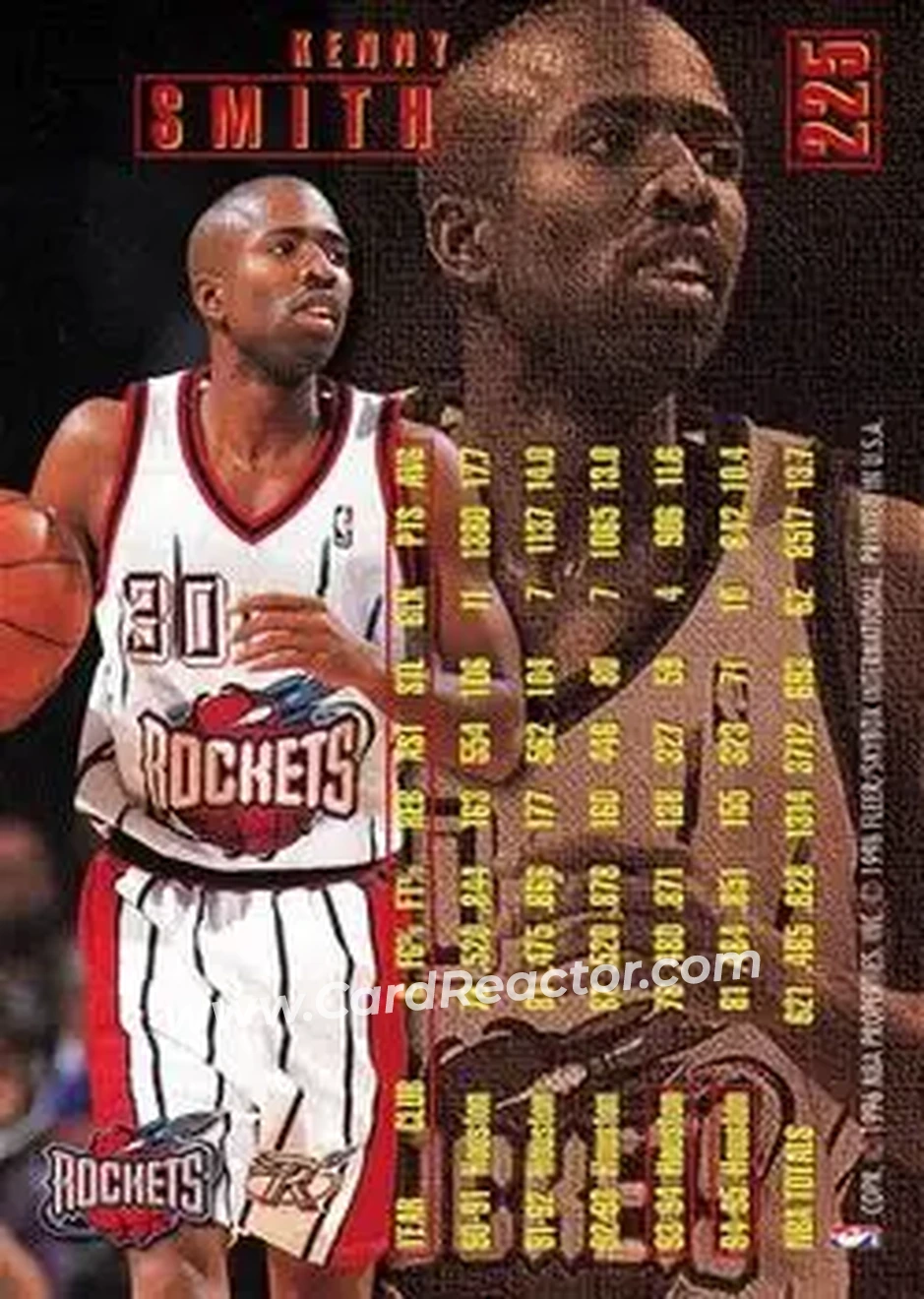 1995-96 Fleer #225 - Kenny Smith - Houston Rockets - Back 1995-96 Fleer #225 - Kenny Smith - Houston Rockets - Back