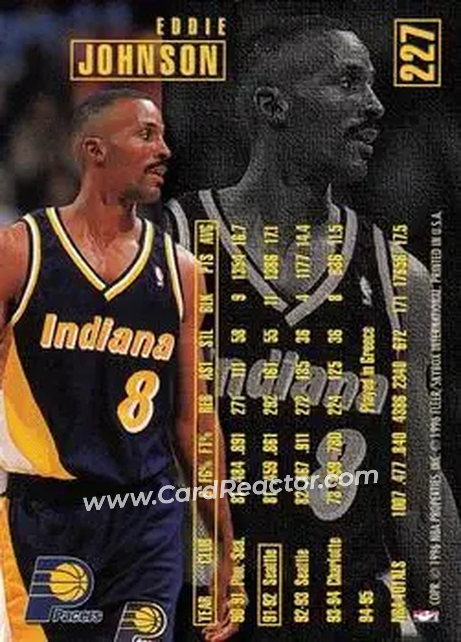 1995-96 Fleer #227 - Eddie Johnson - Indiana Pacers - Back