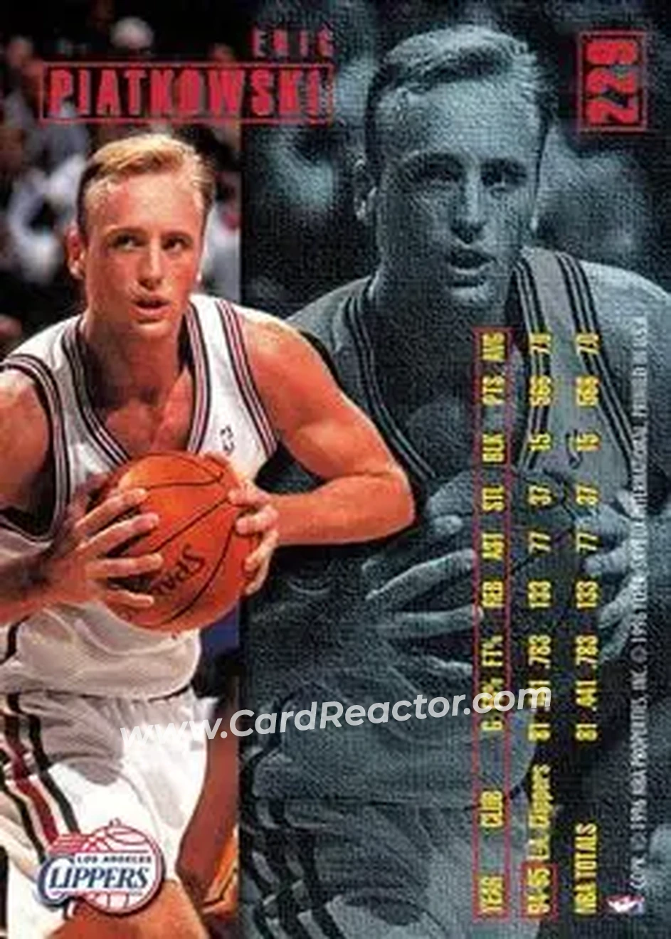 1995-96 Fleer #229 - Eric Piatkowski - Los Angeles Clippers - Back