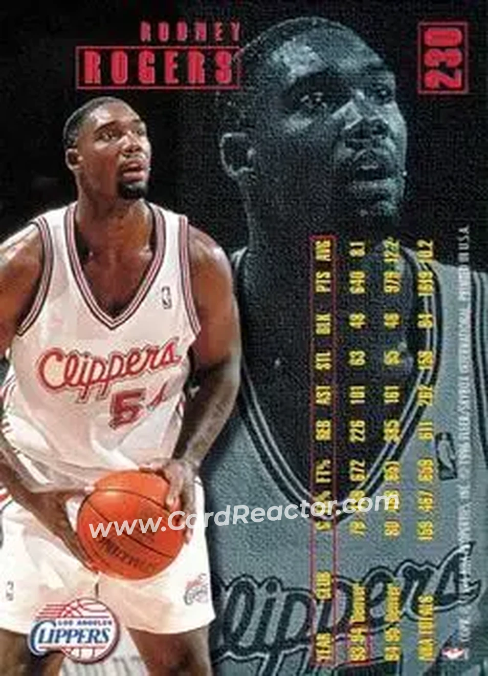1995-96 Fleer #230 - Rodney Rogers - Los Angeles Clippers - Back