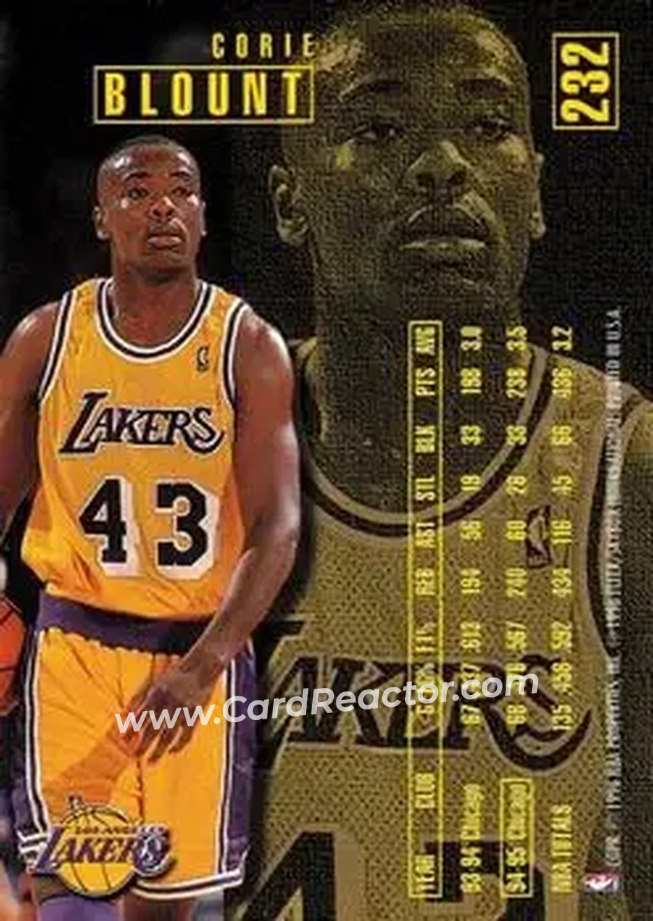 1995-96 Fleer #232 - Corie Blount - Los Angeles Lakers - Back