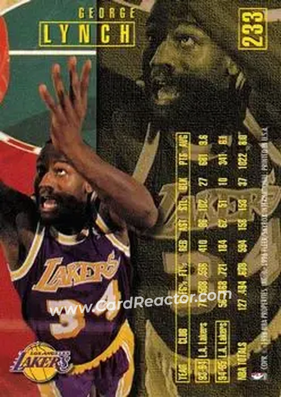 1995-96 Fleer #233 - George Lynch - Los Angeles Lakers - Back