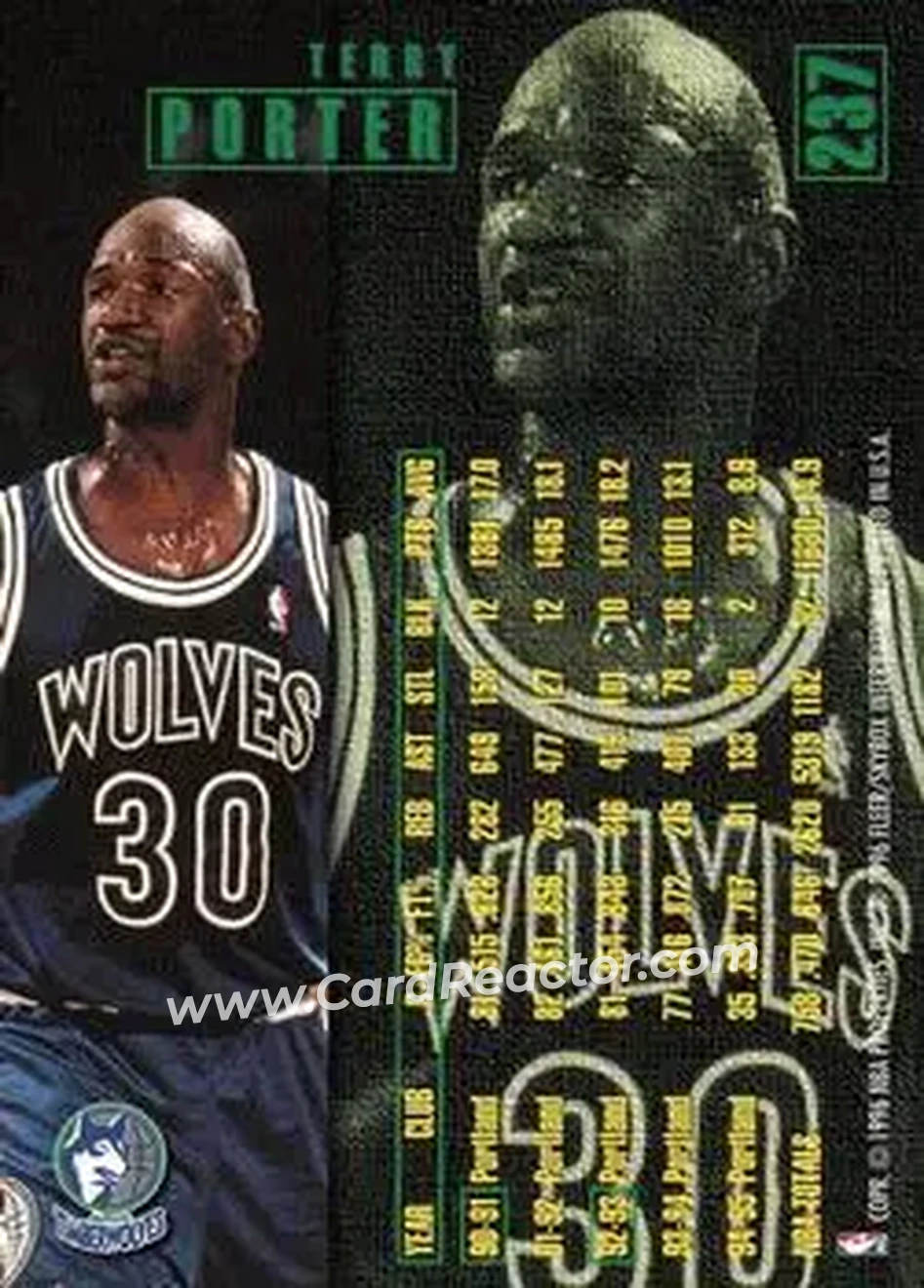 1995-96 Fleer #237 - Terry Porter - Minnesota Timberwolves - Back