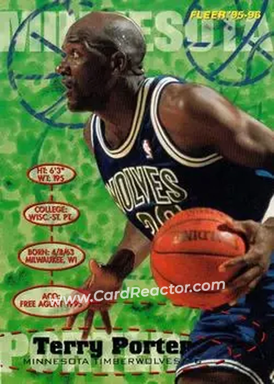 1995-96 Fleer #237 - Terry Porter - Minnesota Timberwolves - Front