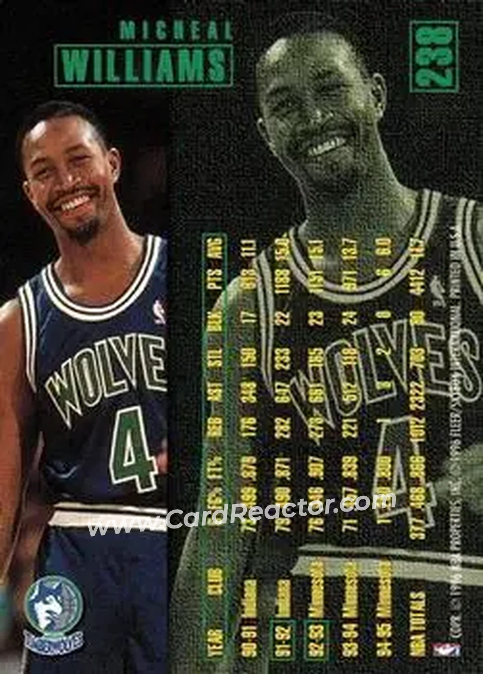1995-96 Fleer #238 - Micheal Williams - Minnesota Timberwolves - Back