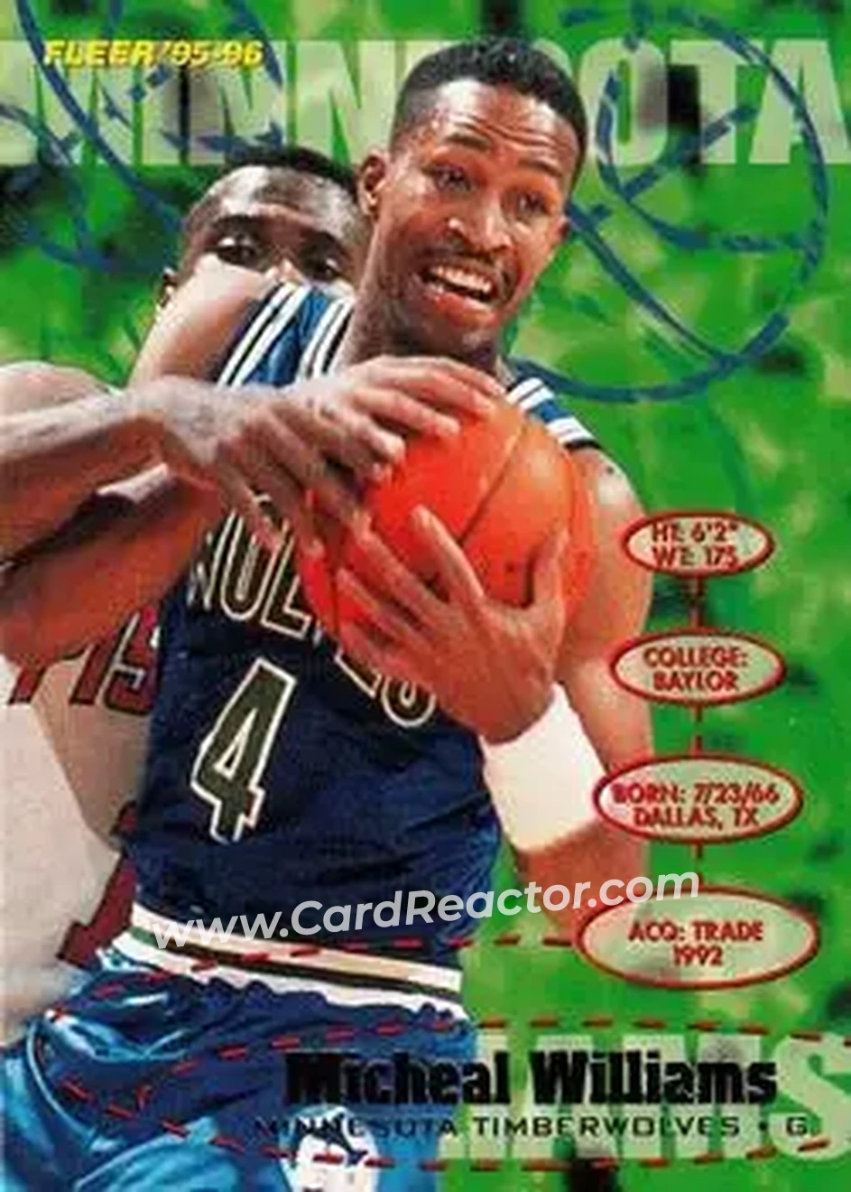 1995-96 Fleer #238 - Micheal Williams - Minnesota Timberwolves - Front