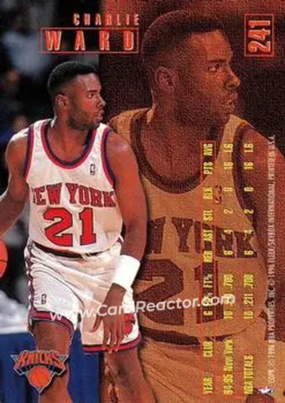 1995-96 Fleer #241 - Charlie Ward - New York Knicks - Back