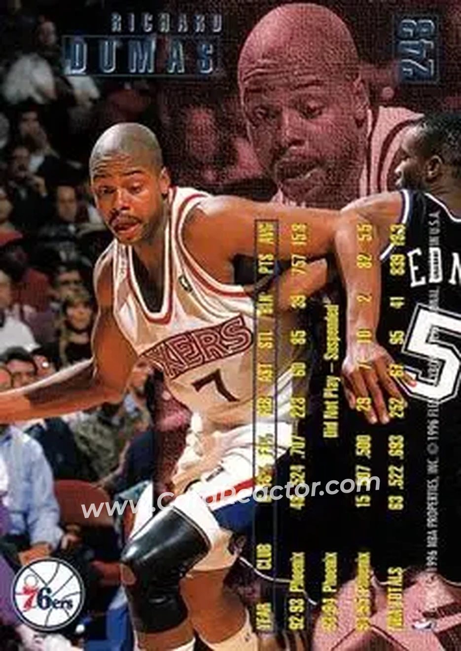 1995-96 Fleer #243 - Richard Dumas - Philadelphia 76ers - Back