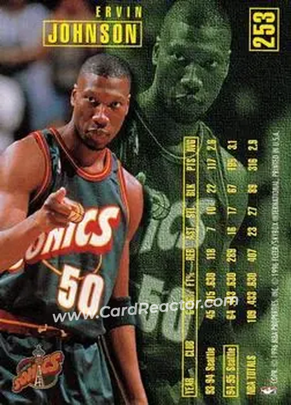 1995-96 Fleer #253 - Ervin Johnson - Seattle SuperSonics - Back