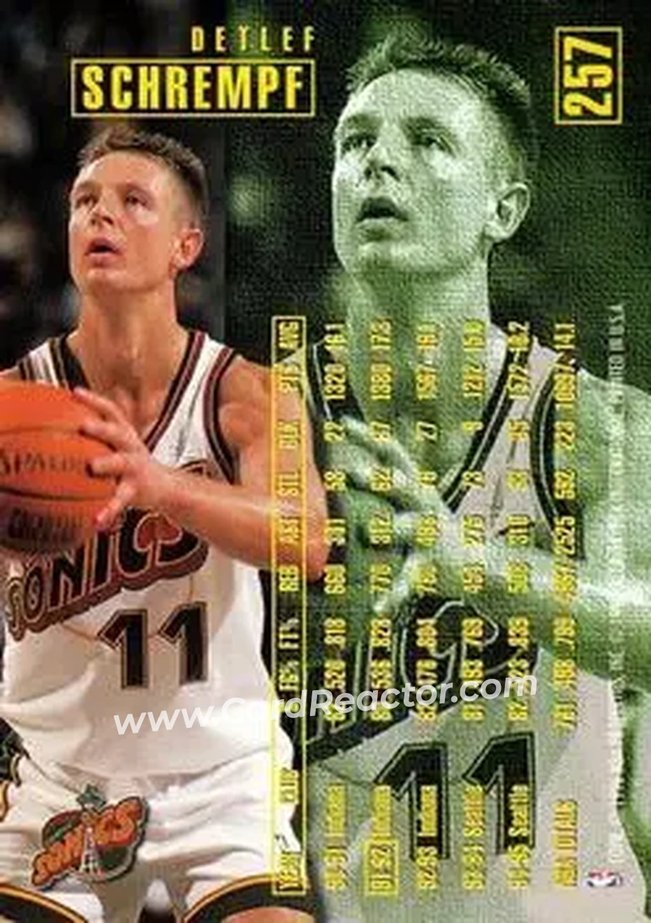 1995-96 Fleer #257 - Detlef Schrempf - Seattle SuperSonics - Back 1995-96 Fleer #257 - Detlef Schrempf - Seattle SuperSonics - Back