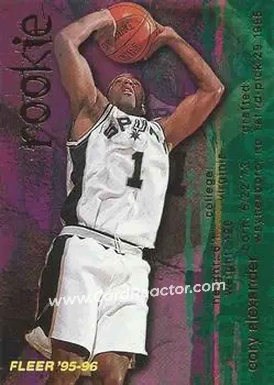 1995-96 Fleer #280 - Cory Alexander - San Antonio Spurs - Front