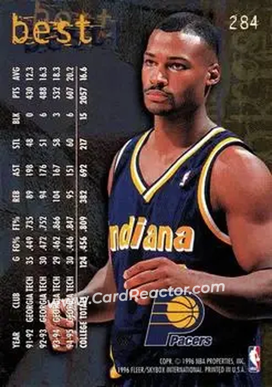 1995-96 Fleer #284 - Travis Best - Indiana Pacers - Back