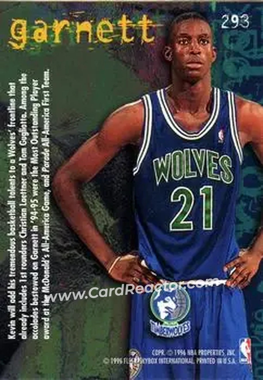 1995-96 Fleer #293 - Kevin Garnett - Minnesota Timberwolves - Back