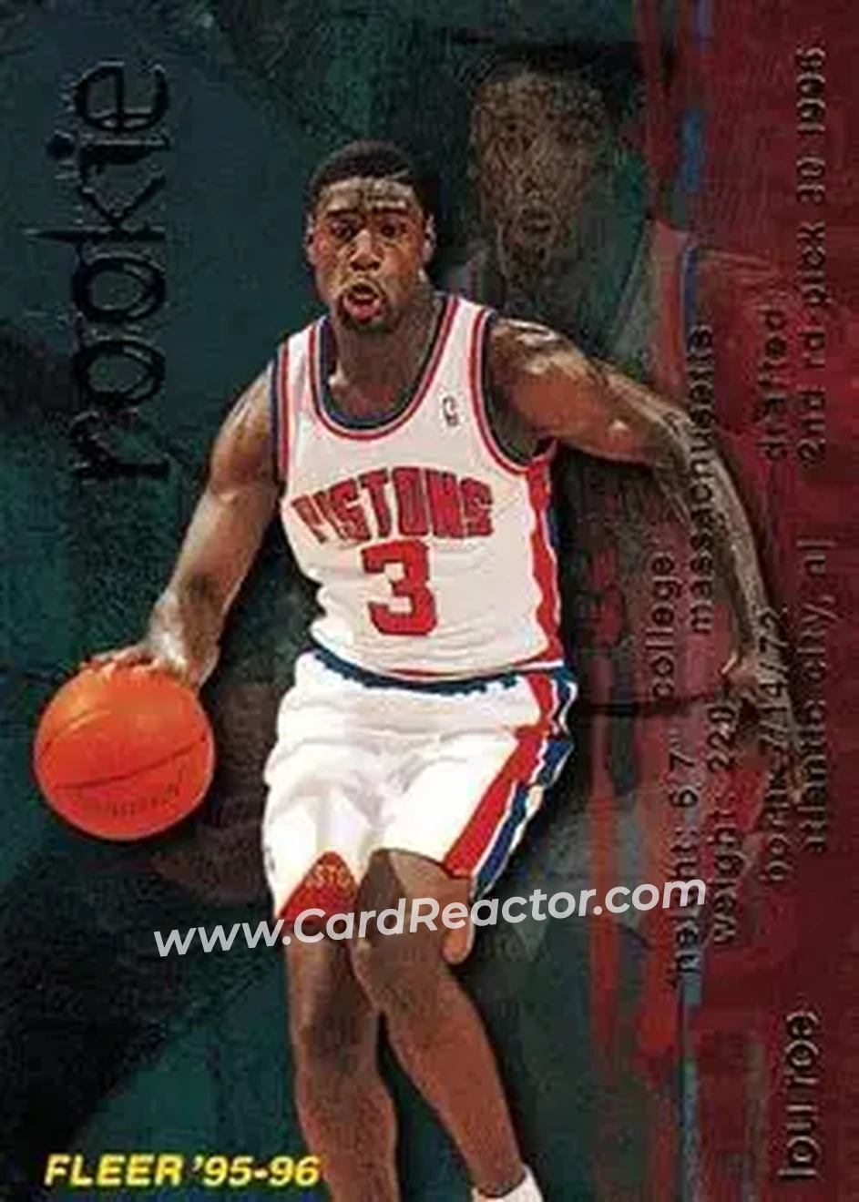 1995-96 Fleer #307 - Lou Roe - Detroit Pistons - Front 1995-96 Fleer #307 - Lou Roe - Detroit Pistons - Front