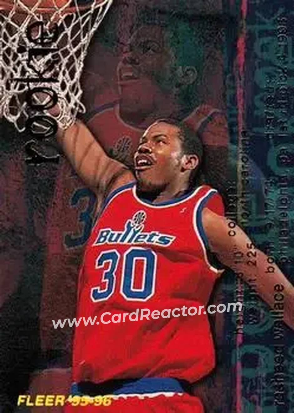 1995-96 Fleer #316 - Rasheed Wallace - Washington Bullets - Front 1995-96 Fleer #316 - Rasheed Wallace - Washington Bullets - Front