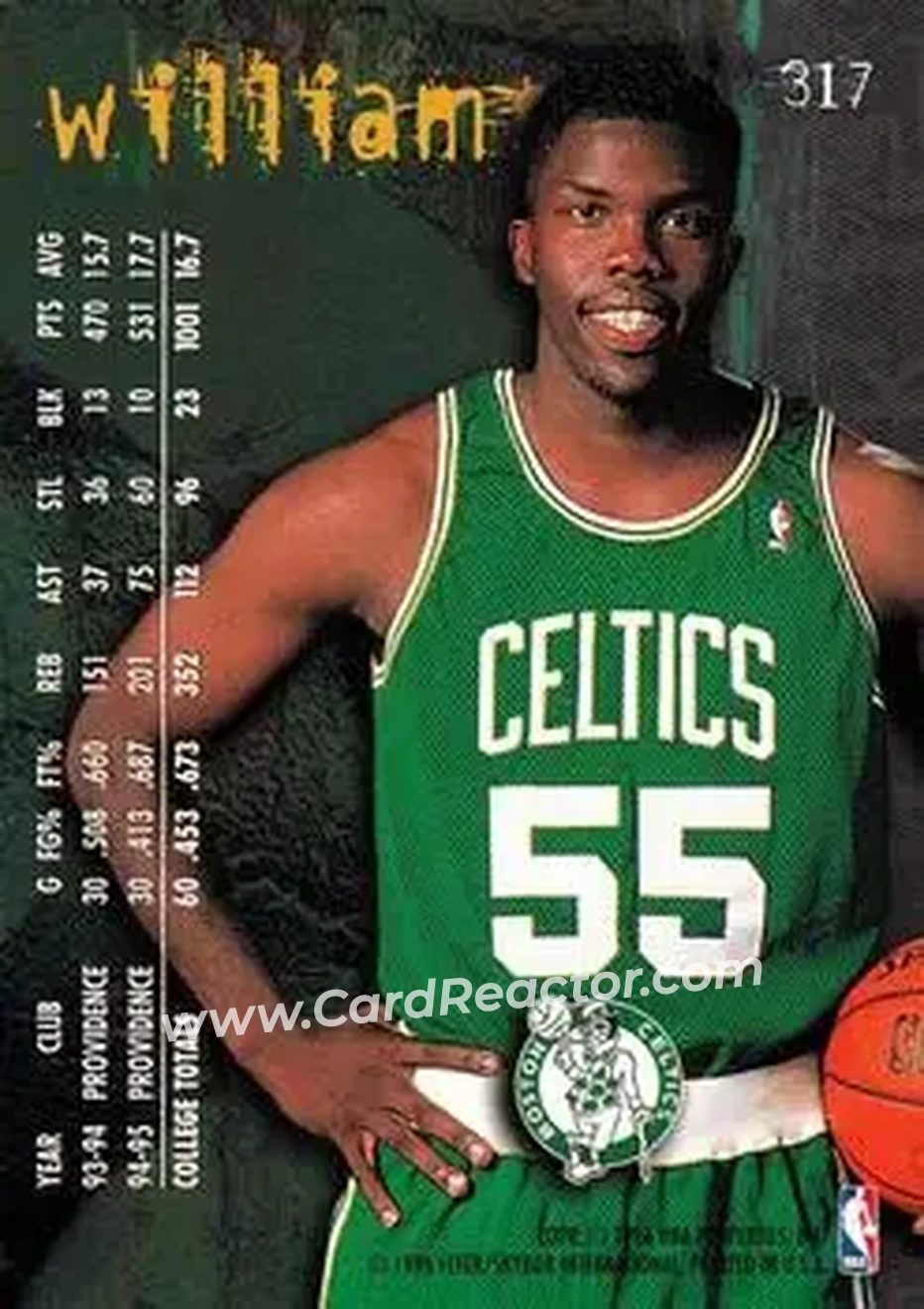 1995-96 Fleer #317 - Eric Williams - Boston Celtics - Back