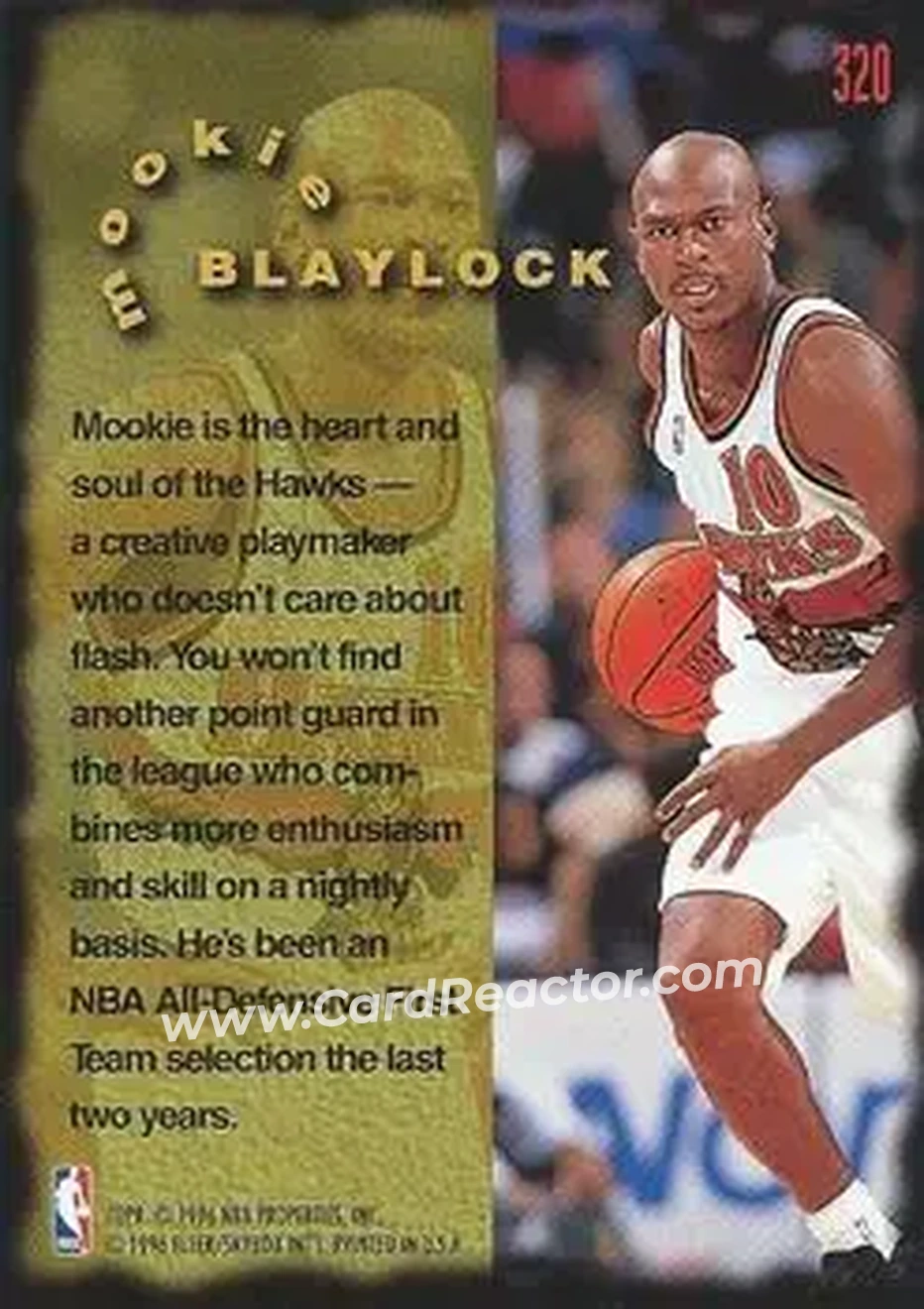 1995-96 Fleer #320 - Mookie Blaylock - Atlanta Hawks - Back 1995-96 Fleer #320 - Mookie Blaylock - Atlanta Hawks - Back