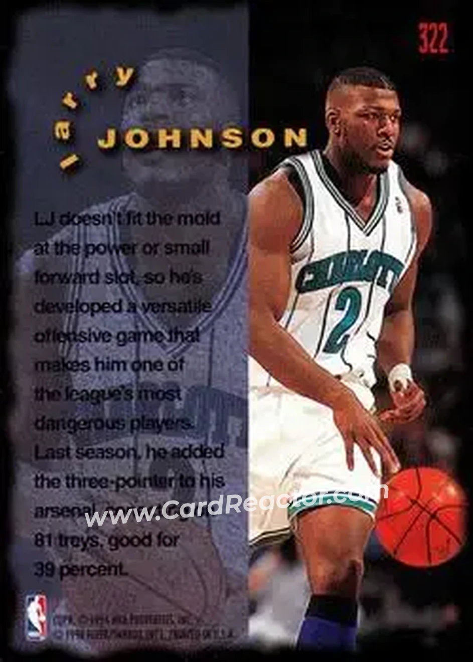 1995-96 Fleer #322 - Larry Johnson - Charlotte Hornets - Back