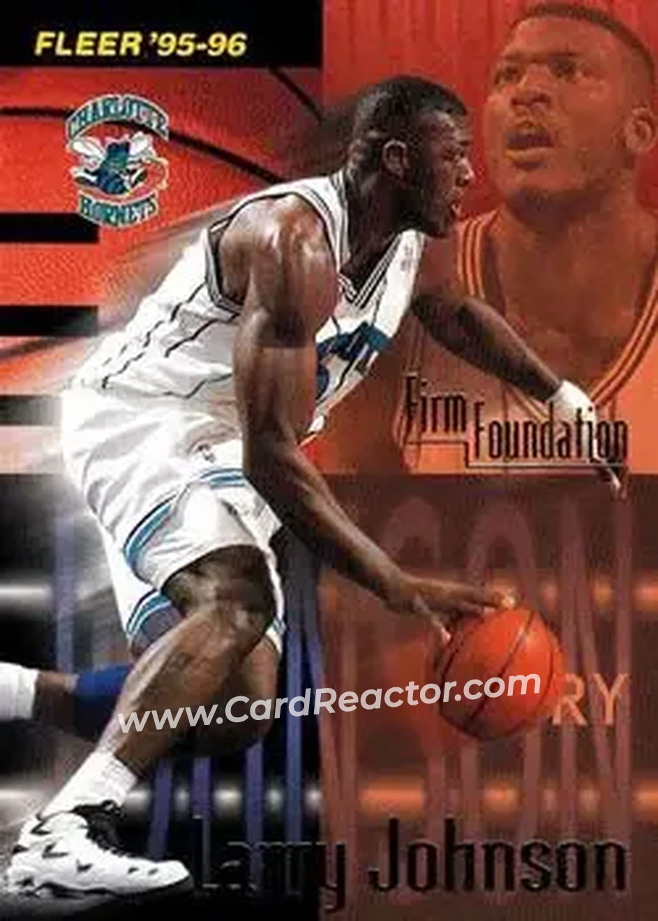 1995-96 Fleer #322 - Larry Johnson - Charlotte Hornets - Front